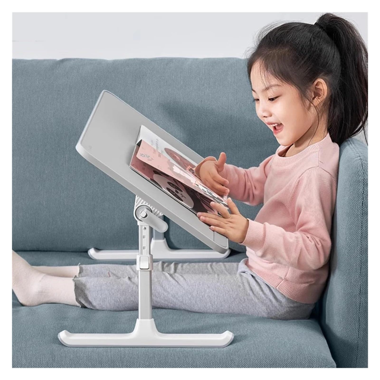 Tavolo da letto pieghevole regolabile Scrivania portatile Postazione di lavoro per giochi e ufficio Supporto per laptop regolabile in altezza e mensola Mobili compatti per uso domestico e in camera