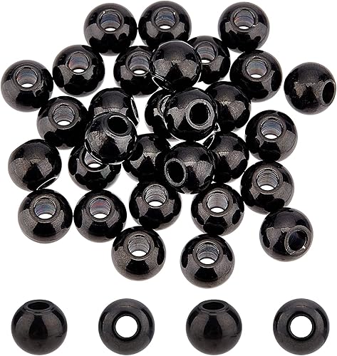 UNICRAFTALE 30pcs 0.315 in Electroforesis Negro Acero Inoxidable Perlas Sueltas Perlas Redondas Metal Rondelle Espaciador de Cuentas para