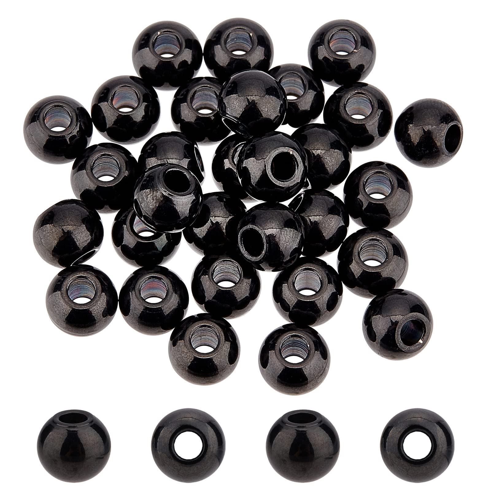 Cuentas rondelle negras de acero inoxidable de 3 mm para bisutería fina