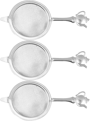 Generic 3pcs Stainless Steel Metal Hand Small Mini Sieve Strainer Tea Coffee Juice Strainer With Handles Reusable Loose Leaf Infuser For Tea House