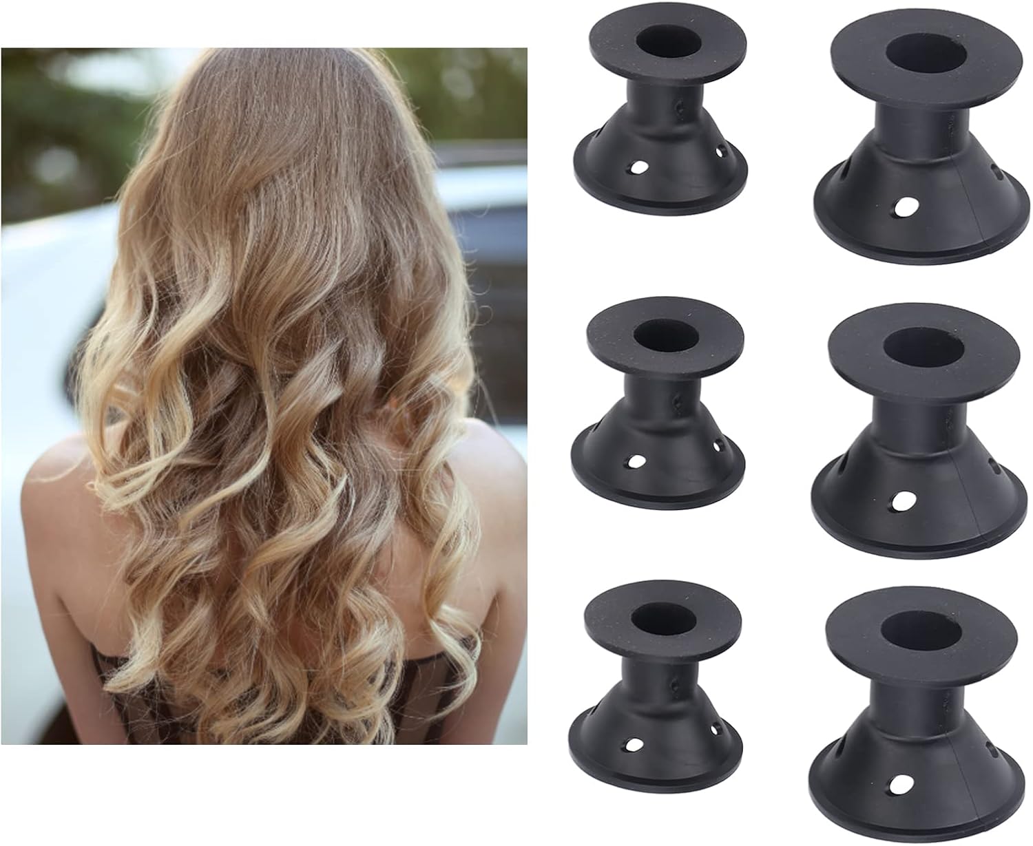 20pcs Silicone Hair Rollers, Heat Free Flexible Curlers Mushroom Shape Hair Curler for Home Silicone for Women and Girls Hair Styling Tool Black