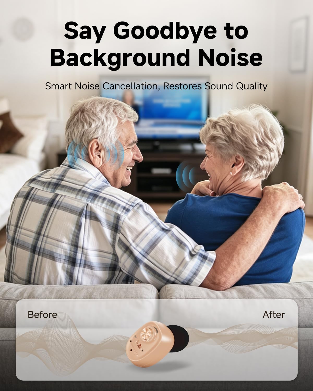 Britzgo 1607 Soporte de sonido recargable en la oreja, batería de larga duración de 35 horas, carga rápida USB, reducción de ruido inteligente, diseño ergonómico en forma de L, funda de carga portátil