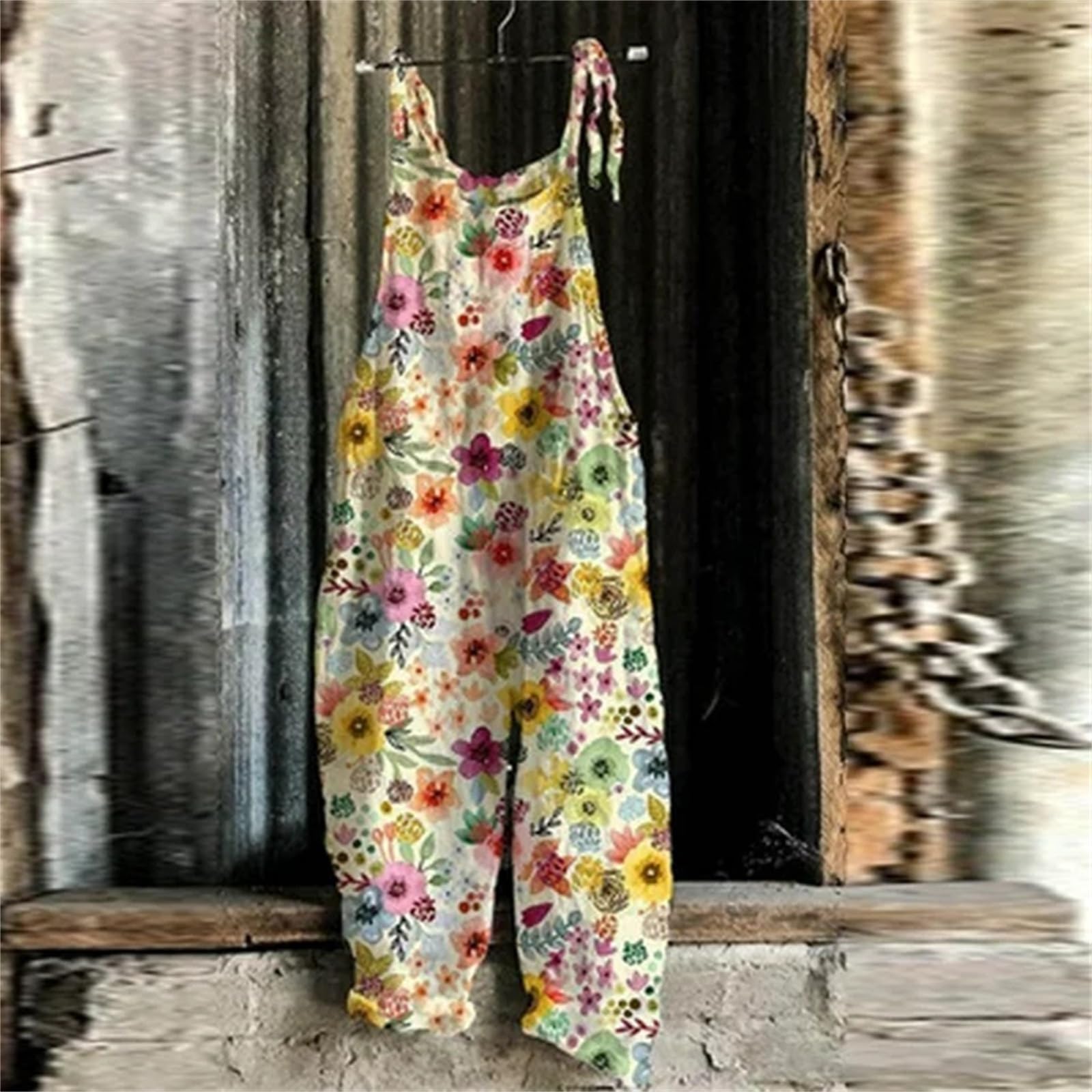 Salopette Donna Jeans Casual da Casa con Tasche Laterale Overall Tinta Unita Bretelle Vintage Gamba Dritta per Il Tempo Libero Taglie Grandi Senza Maniche Salopette con Tasche