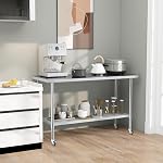 Giantex 60 x 24 Inches Stainless Steel Work Table, Heavy Duty Commercial Kitchen Food Prep Table with Adjustable Under Shelf for Restaurant Garage Home Workstation, Counter Height