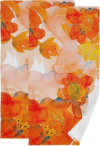ALAZA Juego de toallas de baño naranjas para baño, toallas de mano color naranja quemado, toallas de mano absorbentes y suaves para invitados,
