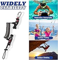 Vista 5 de Cordón de buceo, cordón en espiral de acero inoxidable resistente con hebilla de liberación rápida y correa de banda de bandera de buceo