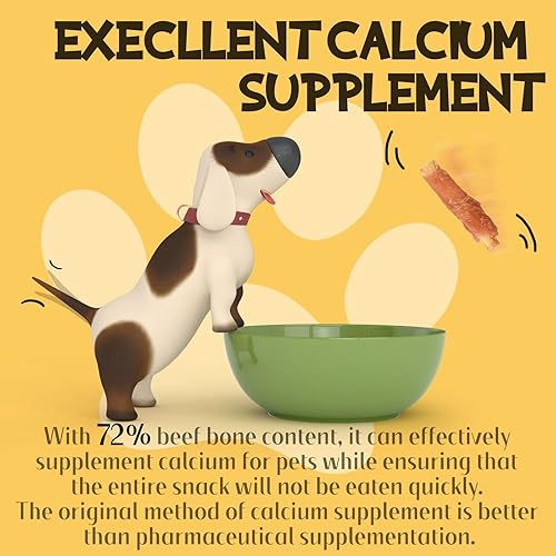 Miniatura 3 de ASMPET Golosinas de cartílago de res envueltas en pollo, de larga duración, con alto contenido de calcio y hueso suave, no cruda para cachorros,