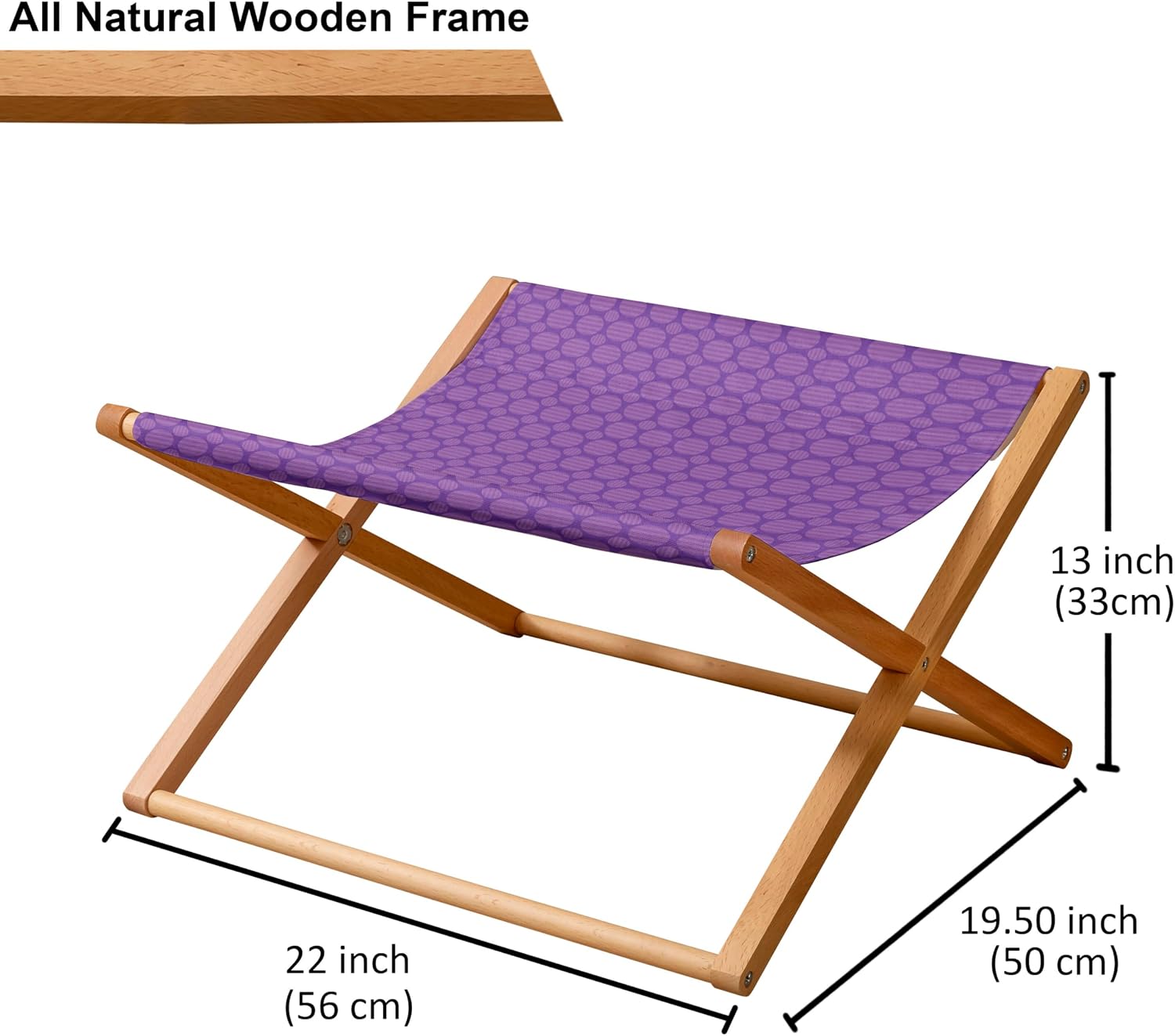 review Ambesonne Geometrical Pet Hammock, Continuous Pattern with Abstract Purple Tones Striped Rounds Print, Bed for Kittens Canopy with Durable Wooden Frame, 22