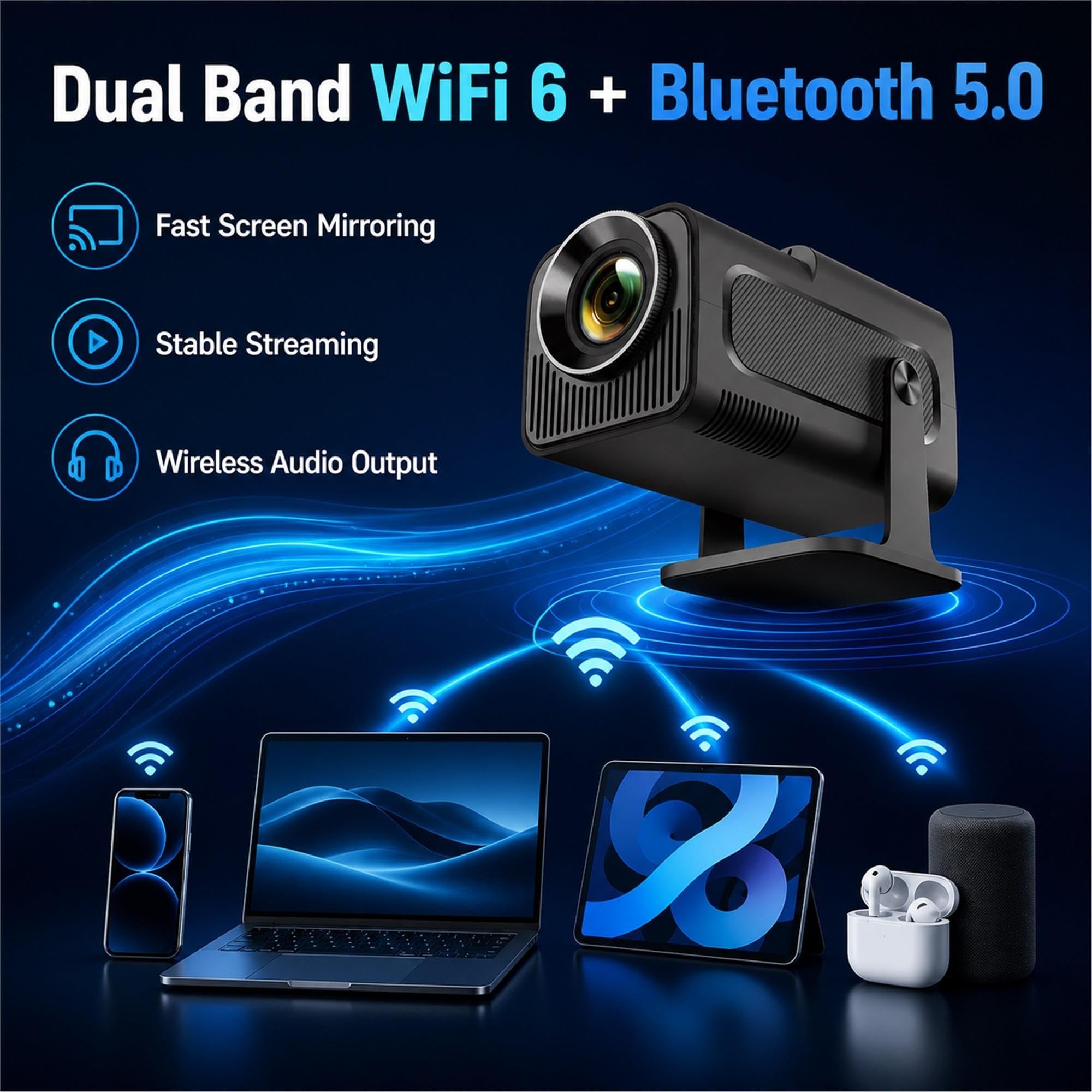 Proyector portátil Hy320 con 1080P Nativo