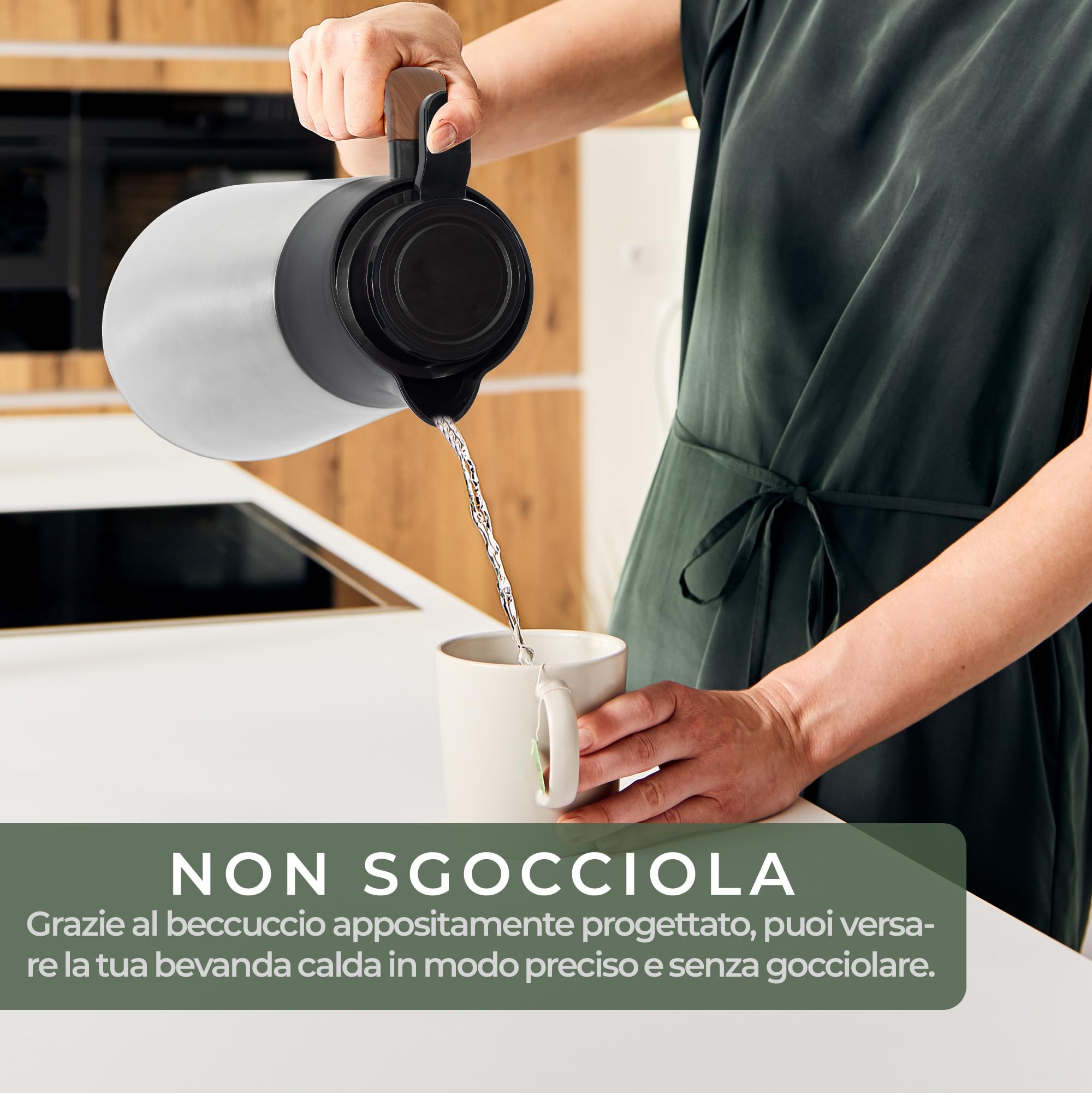 WALDWERK Caraffa Termica (1,5L) – Thermos Caffè in acciaio inox 304 a doppia parete – Brocca Isolante con beccuccio antigoccia – Bottiglia Termica per Caffè