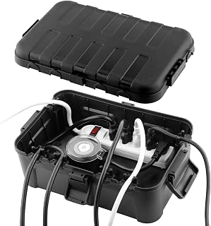 Outdoor Weatherproof Electrical Box, IP54 Waterproof Box, Extension Cord Safety Cover for Power Strip, Outdoor Outlet, Plug, Socket, Timer, Cable Connection, Holiday Light, Black