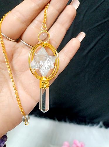 Miniatura 5 de Péndulo de Merkaba giratorio de cuarzo de cristal azabache de 2.5 pulgadas para terapia Jet International Crystal de 40 páginas, cuaderno de