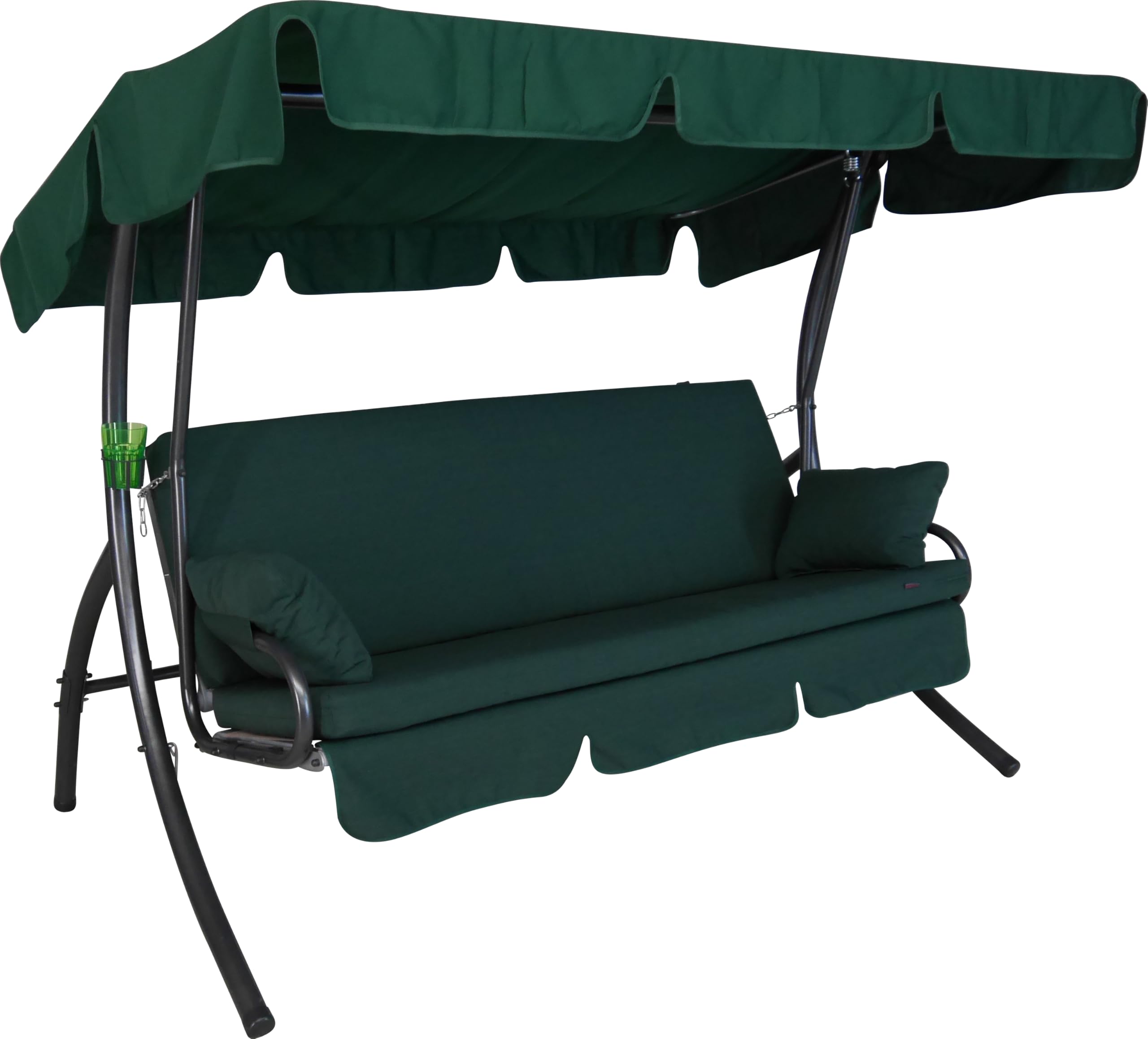 ANGERER Hollywoodschaukel Trend grün einfarbig | Gartenschaukel Made in Germany, Schaukel zum Sitzen, Liegen und Entspannen, inklusive Bett-Funktion, einfache Montage