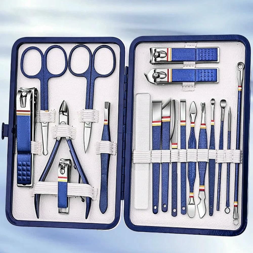 Zestaw 19 szt. /zestaw obcinaczy do paznokci ze stali nierdzewnej(Blue 19 Pcs)
