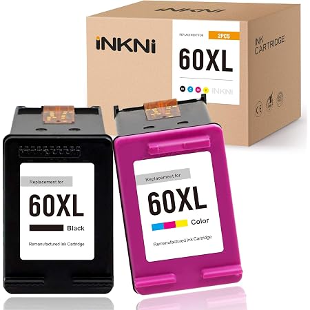 Amazon.com: INKNI Cartucho de tinta remanufacturado de repuesto para HP  60XL 60 XL CC641WN CC644WN para PhotoSmart C4780 C4795 C4680 Envy 100 110  114 120 Deskjet F4480 F4280 F4580 D1680 60 (Negro,