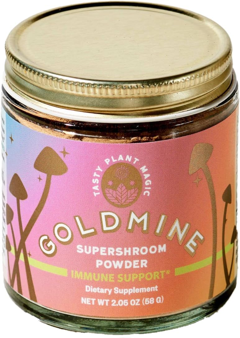 Goldmine Supershroom Functional Power Supplement Reishi Mushroom Supplement, Powerful Adaptogen Vegan Brain Supplement - Immunity Support Powder (Jar)
