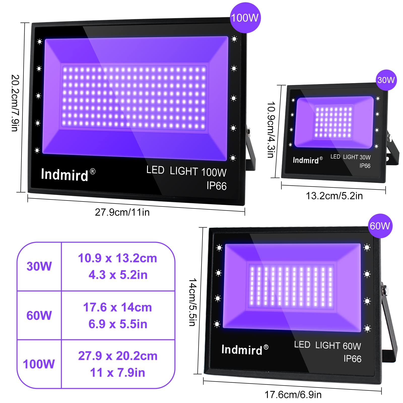 LED Schwarzlicht Strahler, 2 Stück 60W Schwarzlichtlampe IP66 Wasserdicht LED UV Strahler mit Stecker 395-400nm UV Flutlicht Partylicht für Halloween Aquarium Bühnen Party Neonfarben Effekte