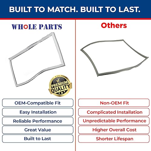 Miniatura 6 de Whole Parts Junta de puerta francesa para refrigerador (tira magnética en el interior) Parte # W10830274 - Reemplazo y compatible con algunos