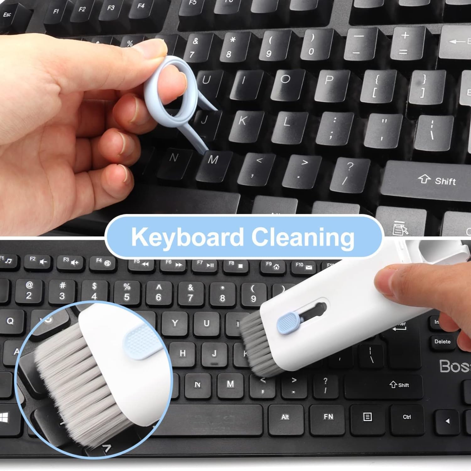 7 in 1 Multi-Function Laptop Cleaning Brush/Keyboard Cleaning kit/Gadget Cleaning kit Gap Duster Key-Cap Puller for Laptop,Monitor,Keyboard and Earphones with Spray Bottle 1