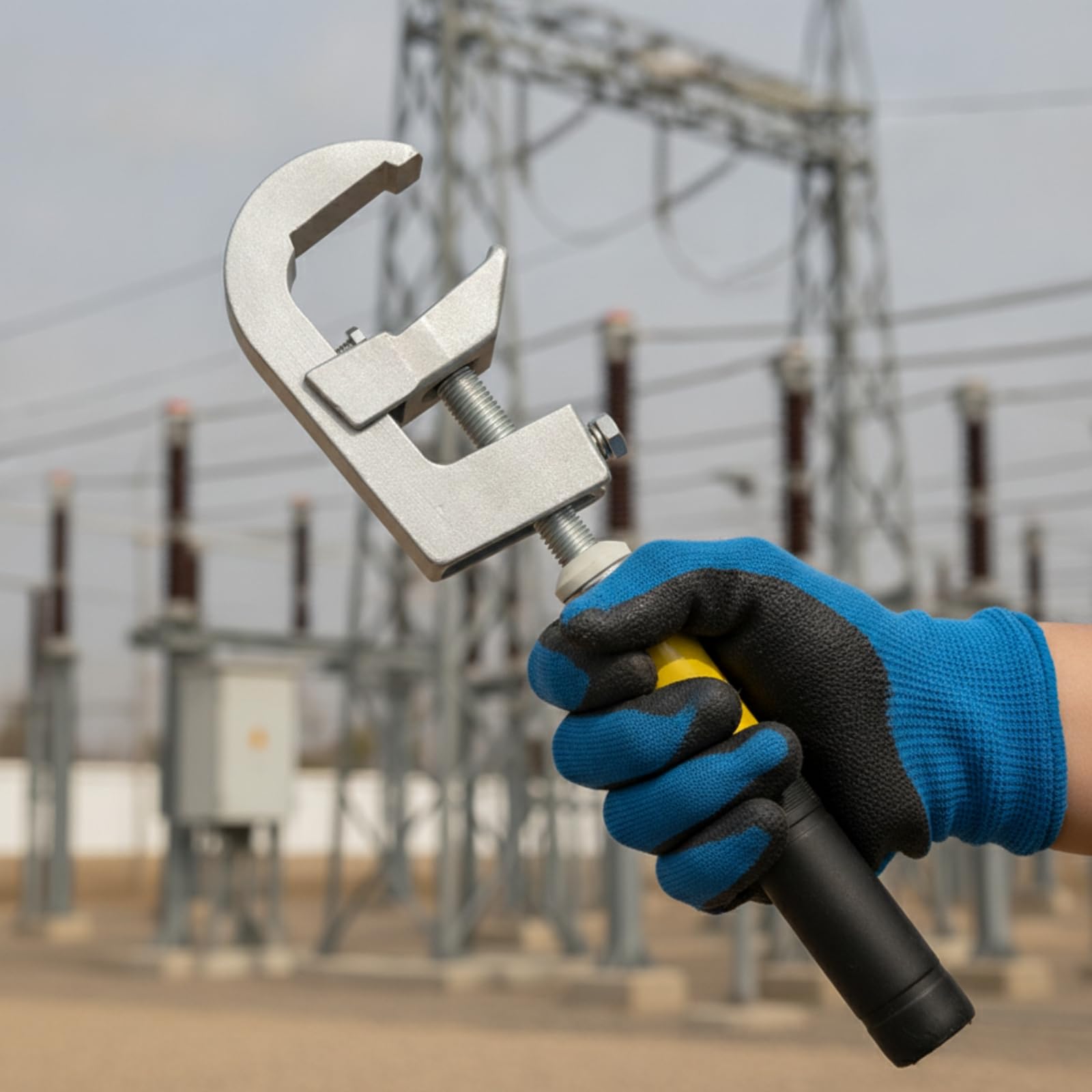 Schienen-Erdungsklemme Isoliert Erdungsklemme mit Kunststoffgriff Verstellbar Werkzeug für Elektriker