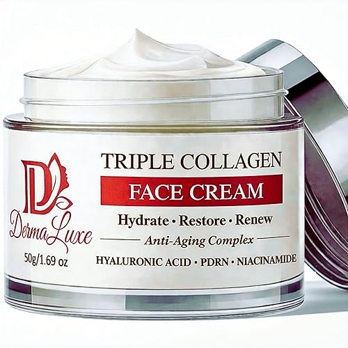 Triple colágeno, ácido hialurónico, Salmon DNA PDRN Crema hidratante facial antienvejecimiento, antiarrugas, hidratante, reafirmante, antiadherente,
