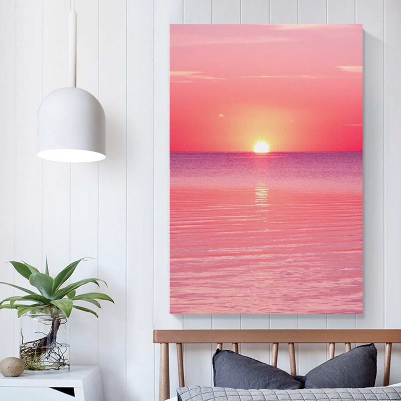 ピンクインテリア 海の風景 テクスチャーアート 海の絵 海 海アート Amazon.co.jp: ピンクの海の夕日 アートパネル 静かな海 魅惑的な色彩