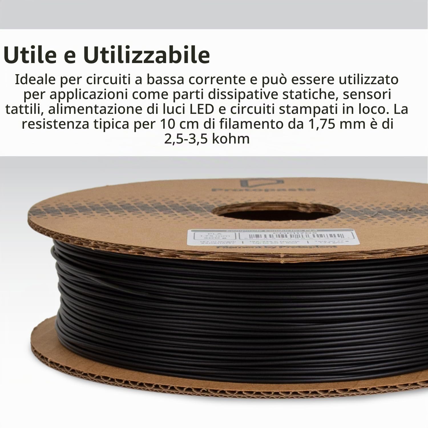 Proto-pasta CDP11705 - PLA conduttiva composita, 1,75 mm, 500 g, colore: Nero
