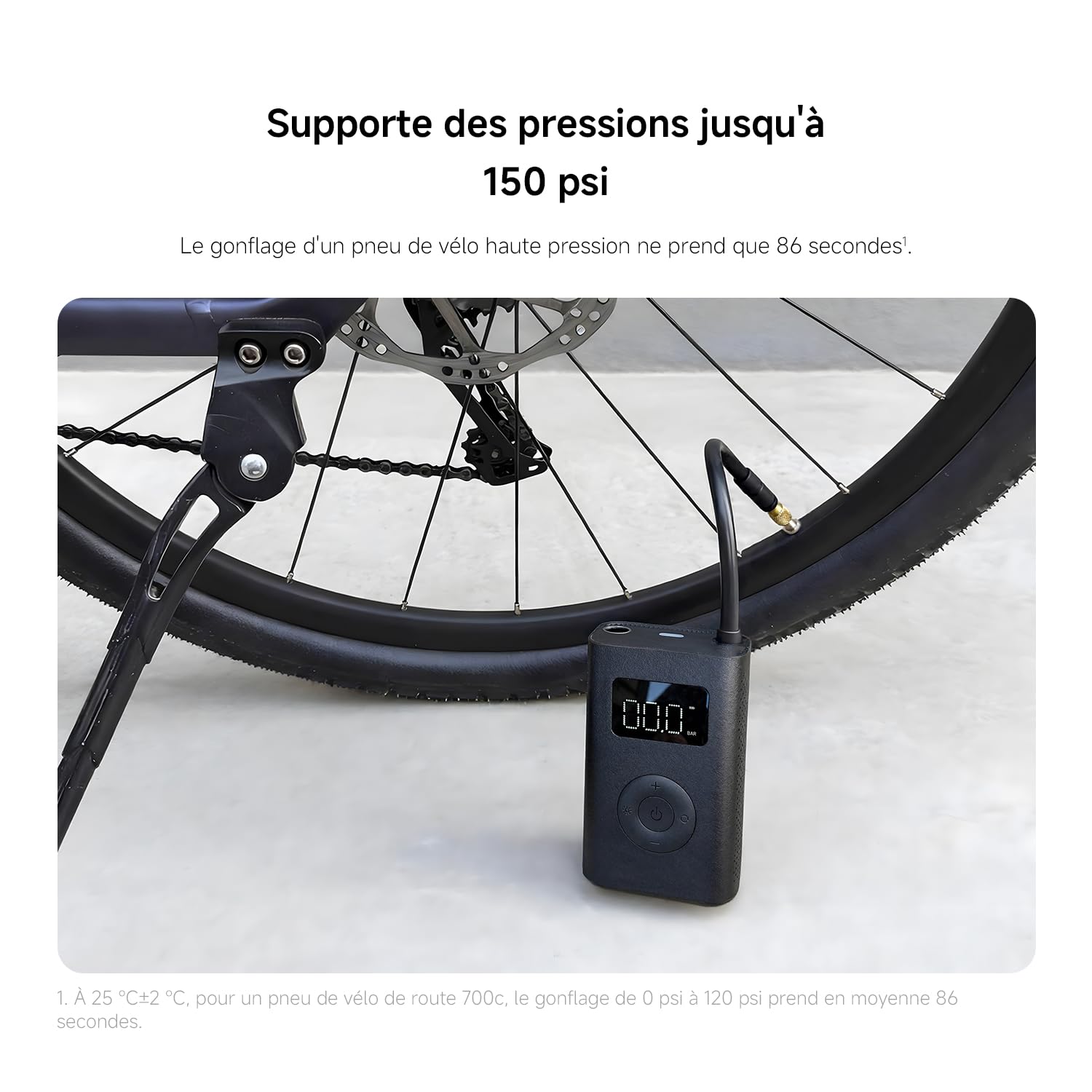 Xiaomi Compresseur Air 2, 150PSI, Gonflage Auto Voiture/Moto, Détection Pression, USB-C (25% Rapide)