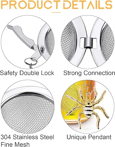 Miniatura 2 de Infusor de té, 2 unidades, colador de té TeaSanavie hecho a mano, abeja y araña, hoja suelta, bola de té más empinada con dije de abeja, infusores