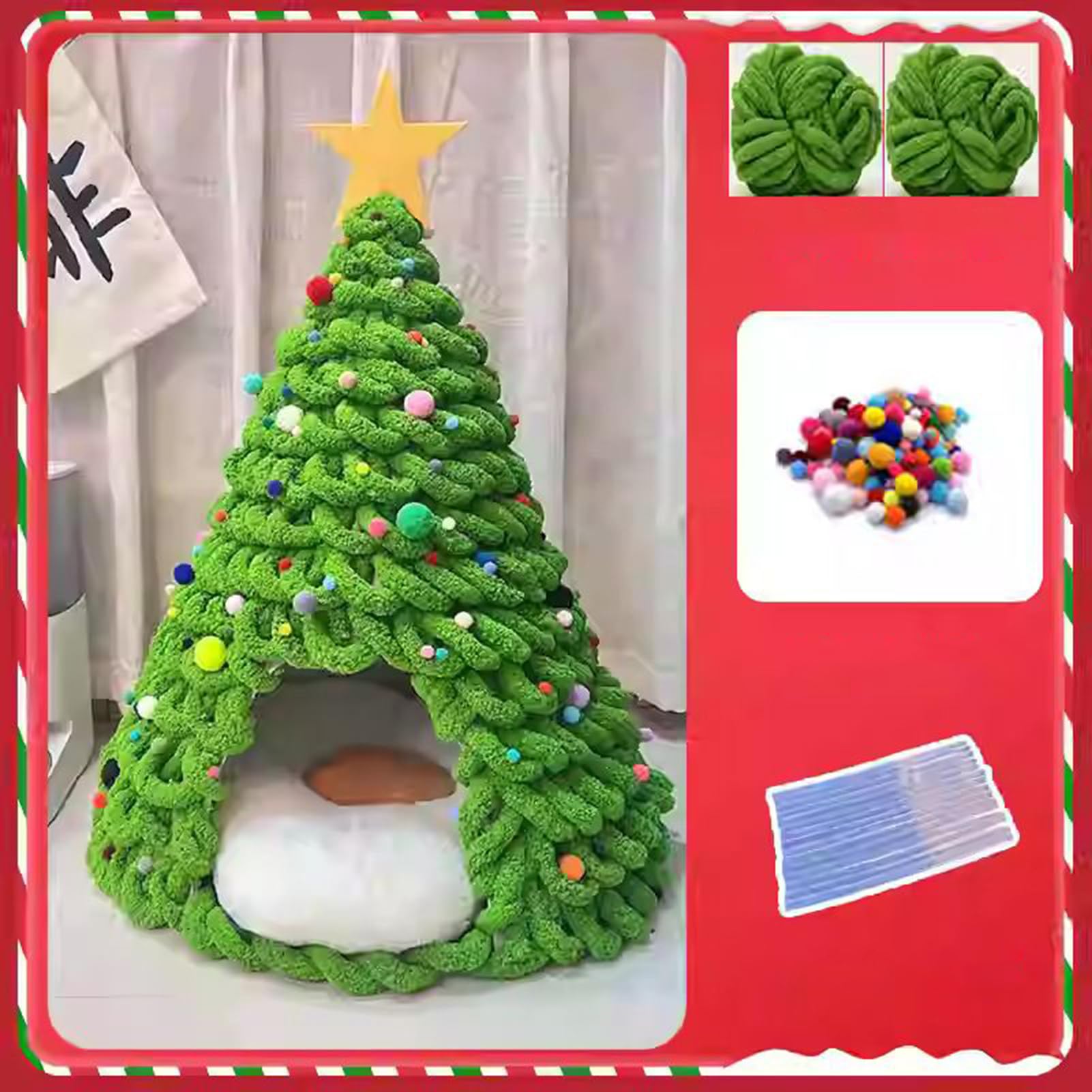 Lettino Albero Di Natale Per Gatti, Kit Fai-da-te, Con Base Antiscivolo, Per Animali Domestici