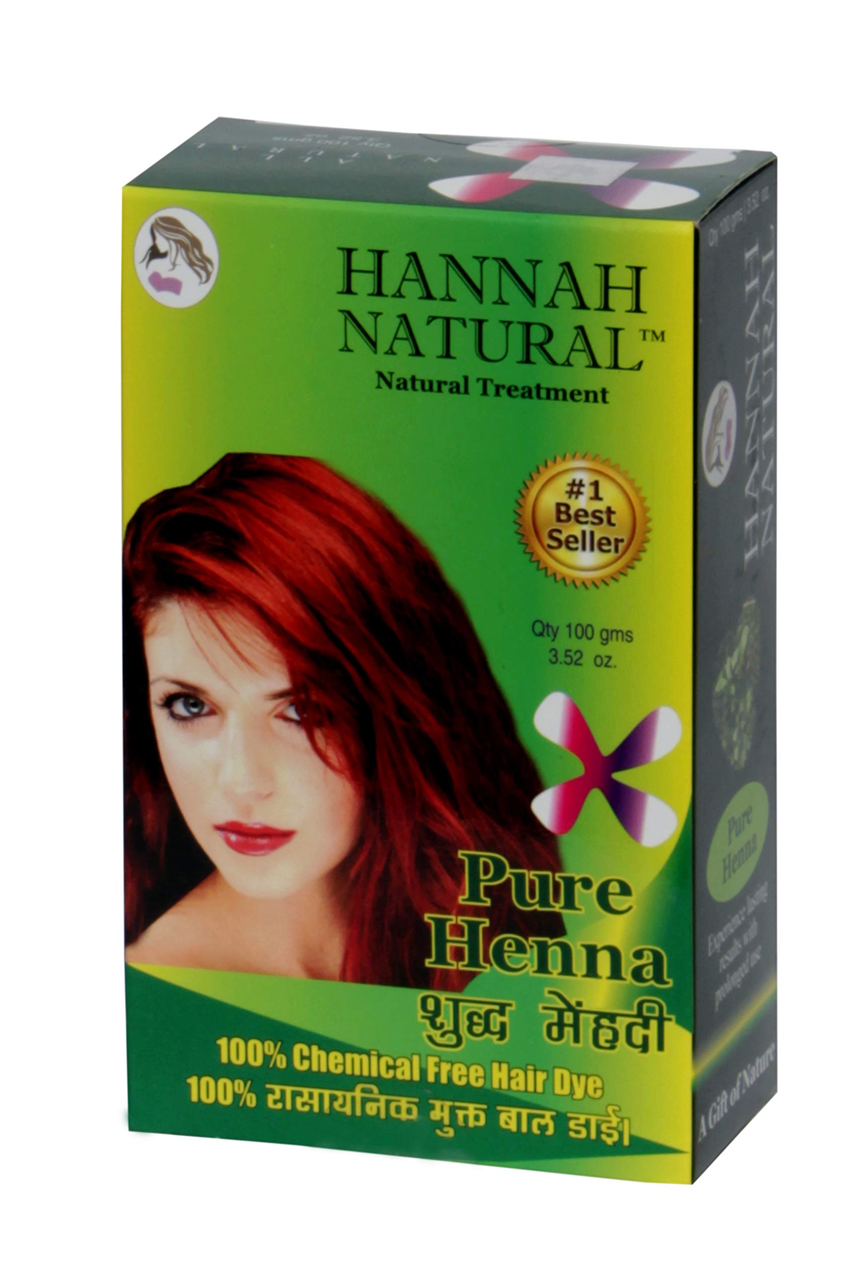Hannah Natural Henna Based Hair Color (Pure Henna 100 G) Pack of 3