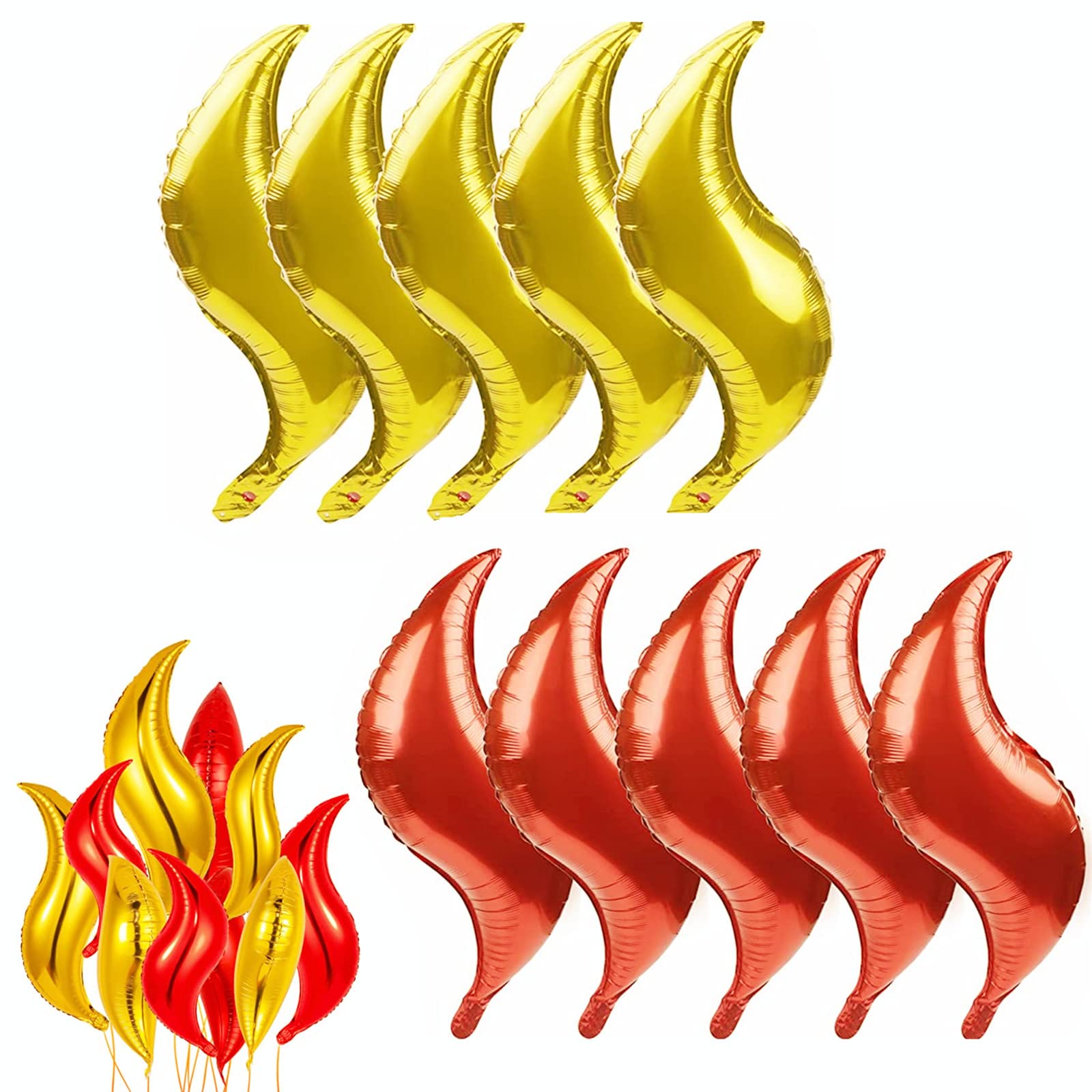 JinYu10 Pcs Fake Fire Balloons Firefighter Fire Truck Birthday Party Decorations, Flame Balloons Fake Campfire for Fireman Party Supplies Summer Camping Theme Party (18inch)