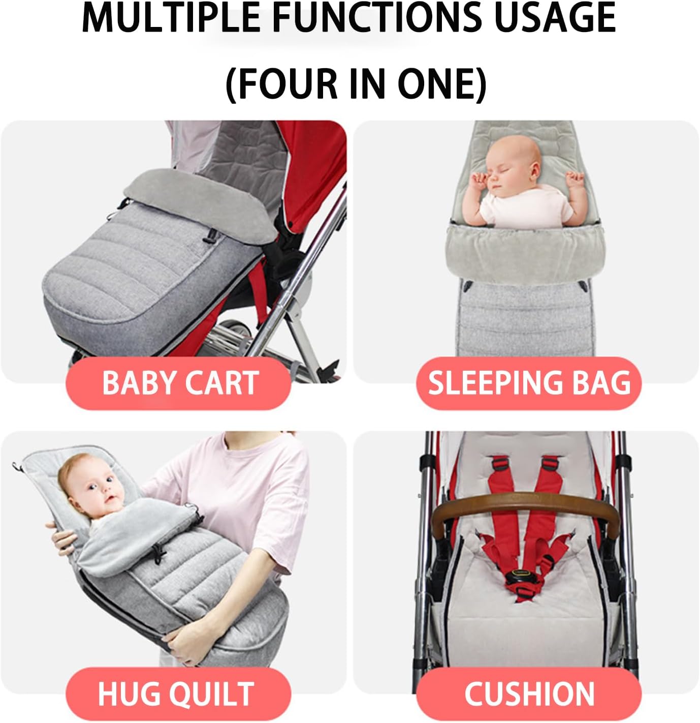 Winter Cold Universal Bunting Bag for Baby Toddler,Mat Keep Warm and Detachable,Waterproof Windproof Stroller Annex,Outdoor Infant Sleeping Bag