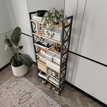 bituclass 8 Tiers Multi-Purpose Shelf Shoe Rack – 47x18x127 cm, MDF and Plastic Material, Easy Installation QR Coded, Modern and Decorative Organizer Cabinet Unit, Black