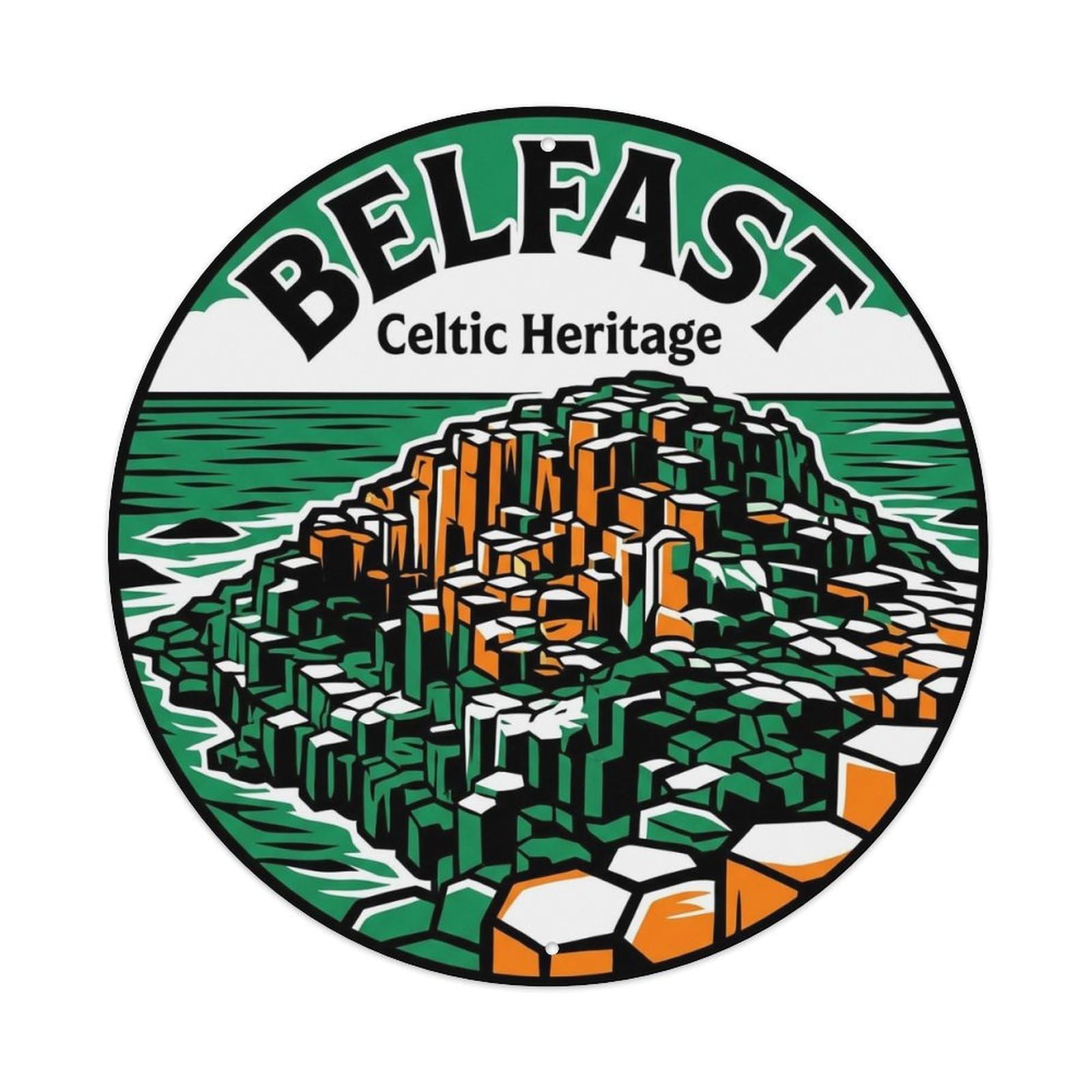 Vintage Travel Belfast Ireland Landscape Metal Tin Sign