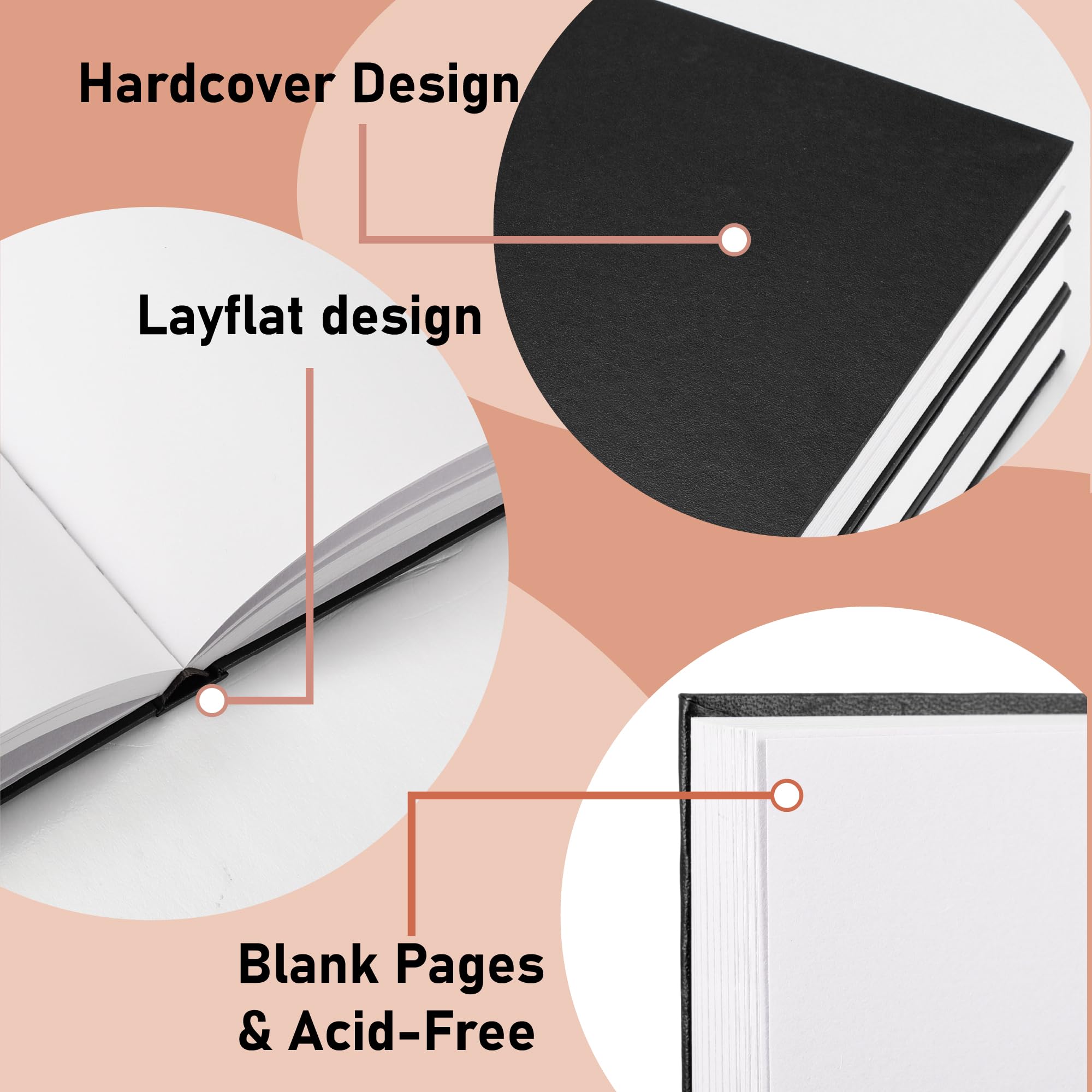 Lot de 2 carnets de croquis à couverture rigide de 22,9 x 30,5 cm – 110 feuilles (220 pages) chacune, papier à dessin épais et lisse, carnets de croquis à reliure rigide pour artistes et étudiants