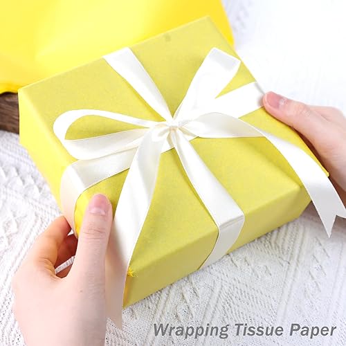 Miniatura 4 de 3 Otters 120 hojas de papel de seda amarillo, papel de regalo de 14 x 20 pulgadas para bolsas de regalo, ramos, flores, otoño, manualidades,
