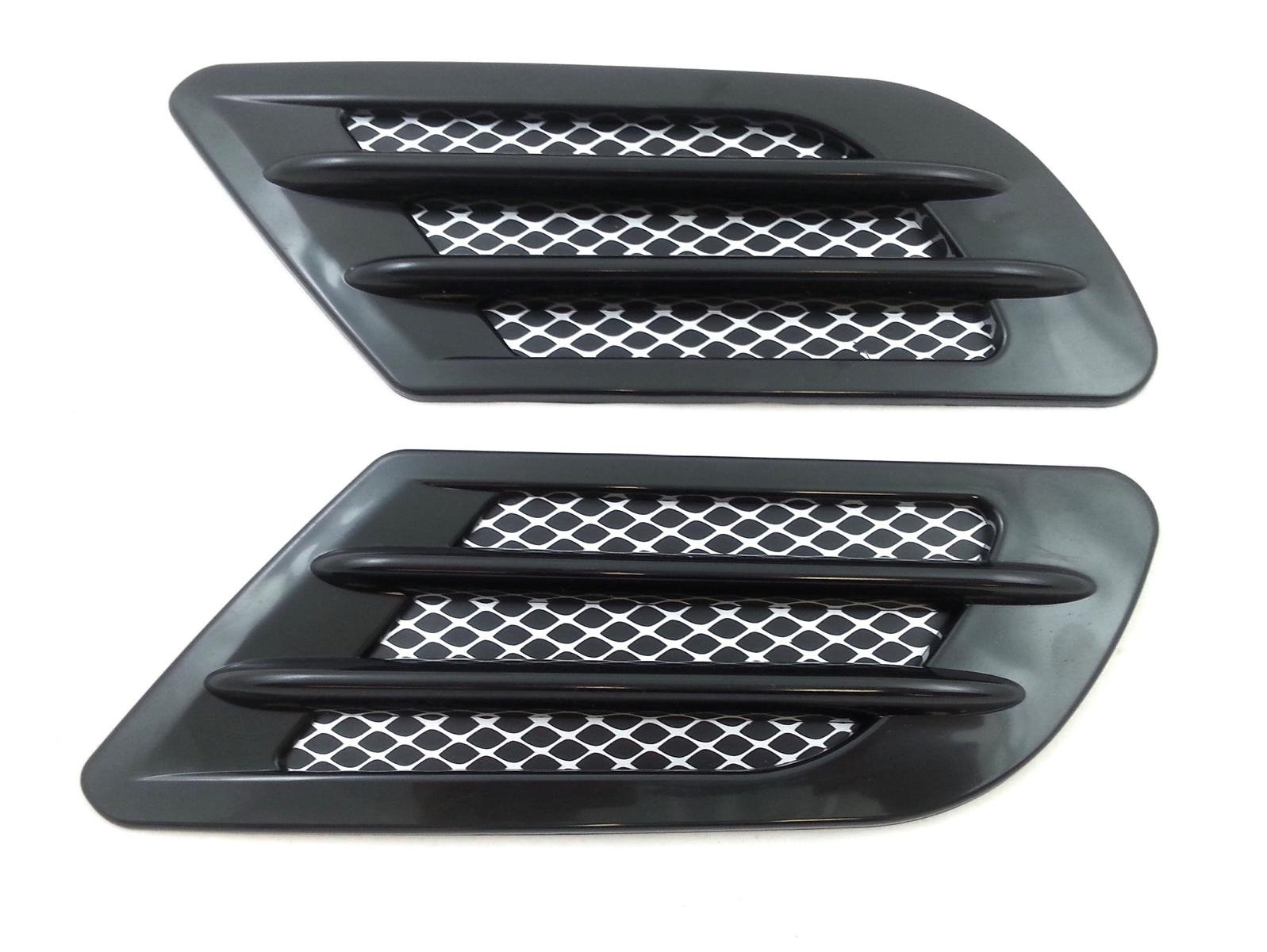 2x Black Wing Air Side Vent Trim Intake Fender Cover Duct Flow Grille Sticker