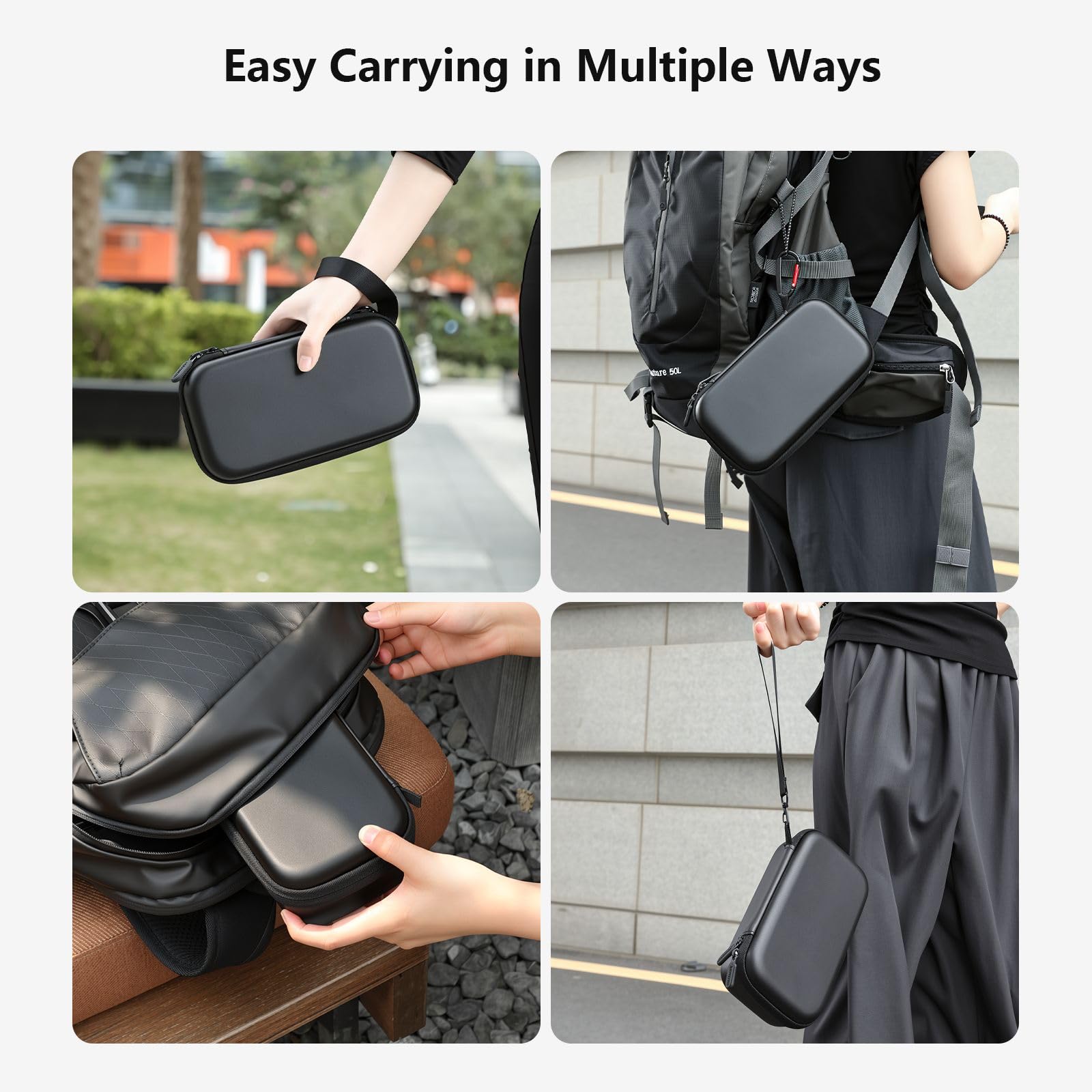 AMAZEAR Custodia per DJI Osmo Pocket 4, Osmo Pocket 4 accessori Case – Borsa compatta da trasporto con lanyard & moschettone, Valigetta per accessori, Protezione e organizzazione, Nero