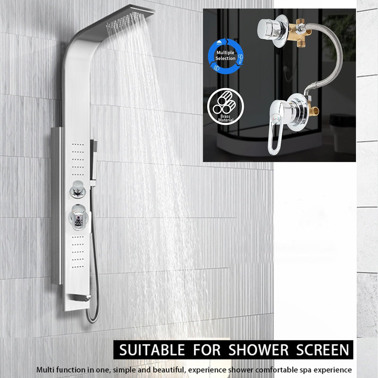 Mitigeur Robinets De Douche en Laiton Vanne De Dérivation Mélangeur D'eau Froide et Chaude Robinet De Baignoire Pour Salle De Douche/salle De Bain (Threaded)