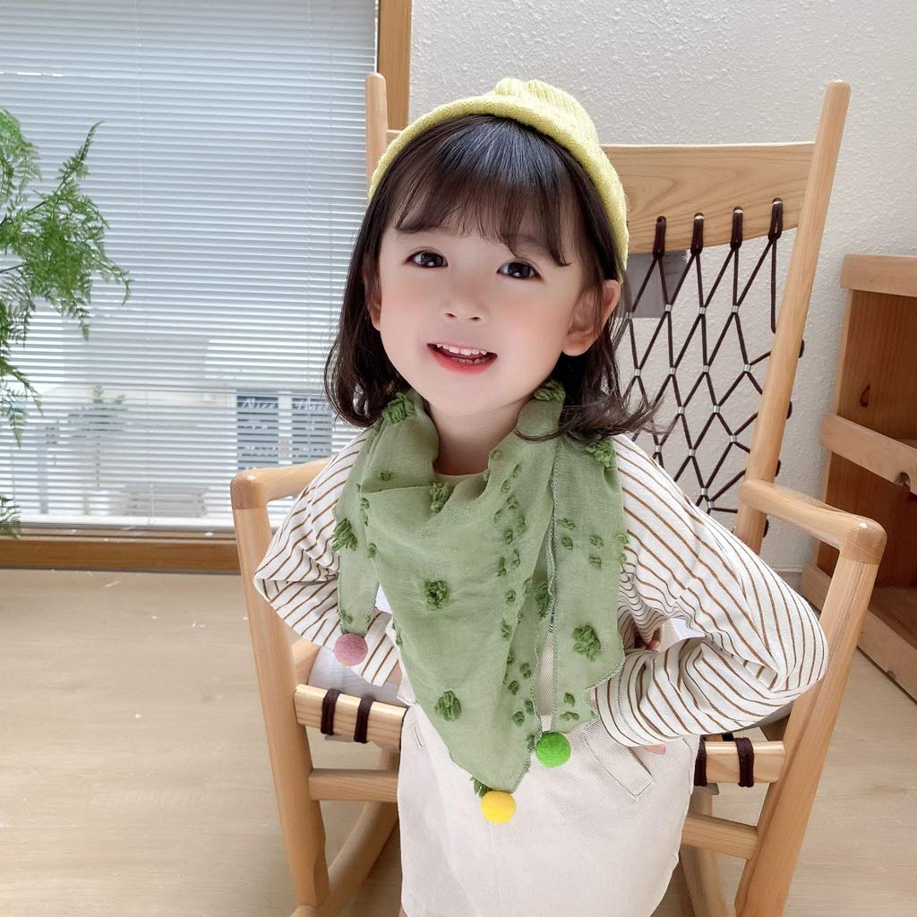 Otoño Invierno Algodón Lino Bola de Piel para niños Bufanda Triangular Versión Coreana Color Puro Niños Niñas Bufanda Marea Bufanda cálida (H)