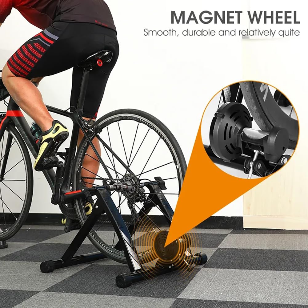 Bike Turbo Trainer, Indoor Heimtrainer Ständer, Faltbarer Fahrrad Turbo Trainer mit Magnetwiderstand, Tragbarer Fahrradtrainer für 24-28 Zoll Mountainbike/700C Rennrad