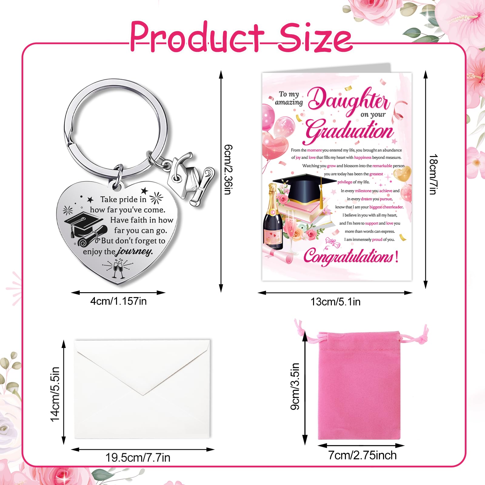 HOWAF Graduation Card Daughter, Congratulations Card with Keyring, Graduation Gifts for Daughter, A5 - Image 2