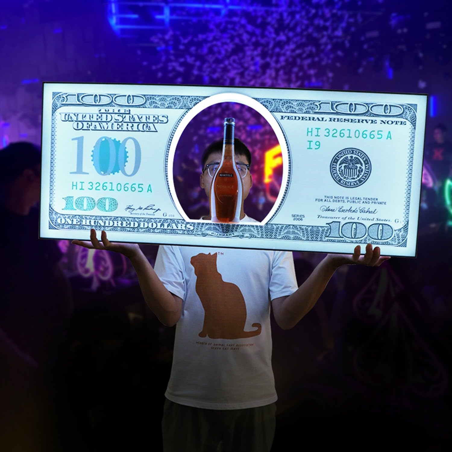 Portabottiglie Luminoso A LED, Espositore Per Bottiglie Di Vino Con Dollaro Luminoso, Porta Vino Da Cocktail Bar Commerciale/Discoteca/Villa/Festa Privata 85 * 42cm