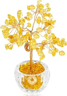 Citrine Tree - Natural Citrine Crystal Tree, Handmade Money Tree for Wealth & Positive Energy, Home Office Decor, Spiritual Gift for Abundance Luck,Birthday Gifts for Women