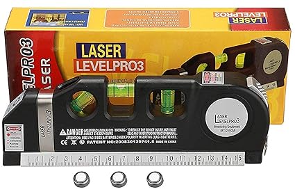 UNIVERSAL BUYERL 03 Level Laser NEW Horizon Vertical Measure Tape Aligner Bubbles Ruler Multifunction Leveler Tool (Black)03
