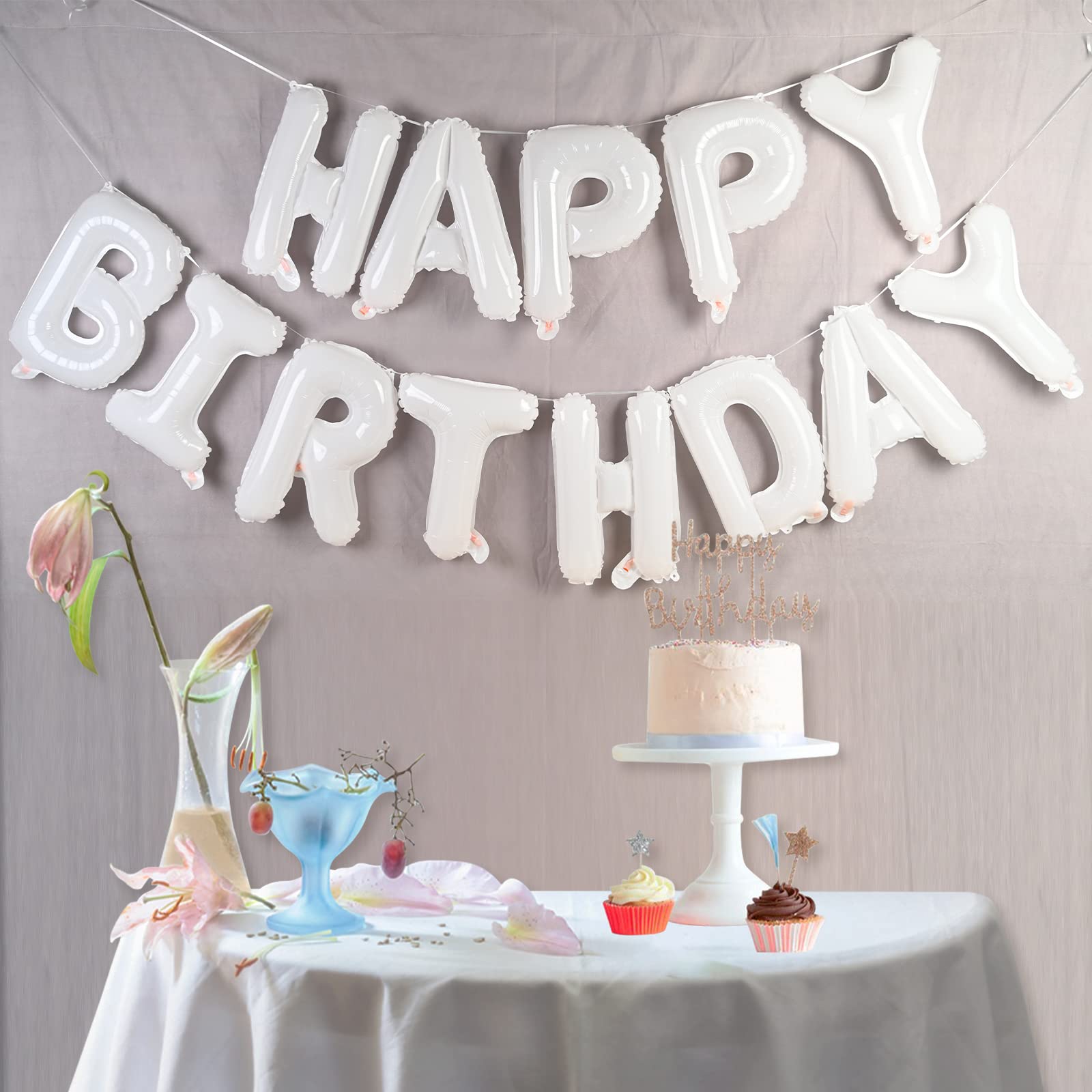 Amazon | GRESATEK 誕生日 バルーン 白 HAPPY BIRTHDAY ハッピー