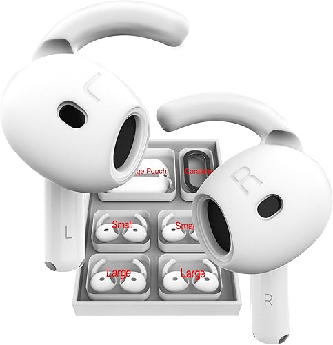 DamonLight 4 pares de ganchos para los oídos para AirPods de 4 generación bolsa de almacenamiento añadida Accesorios antideslizantes para los oídos