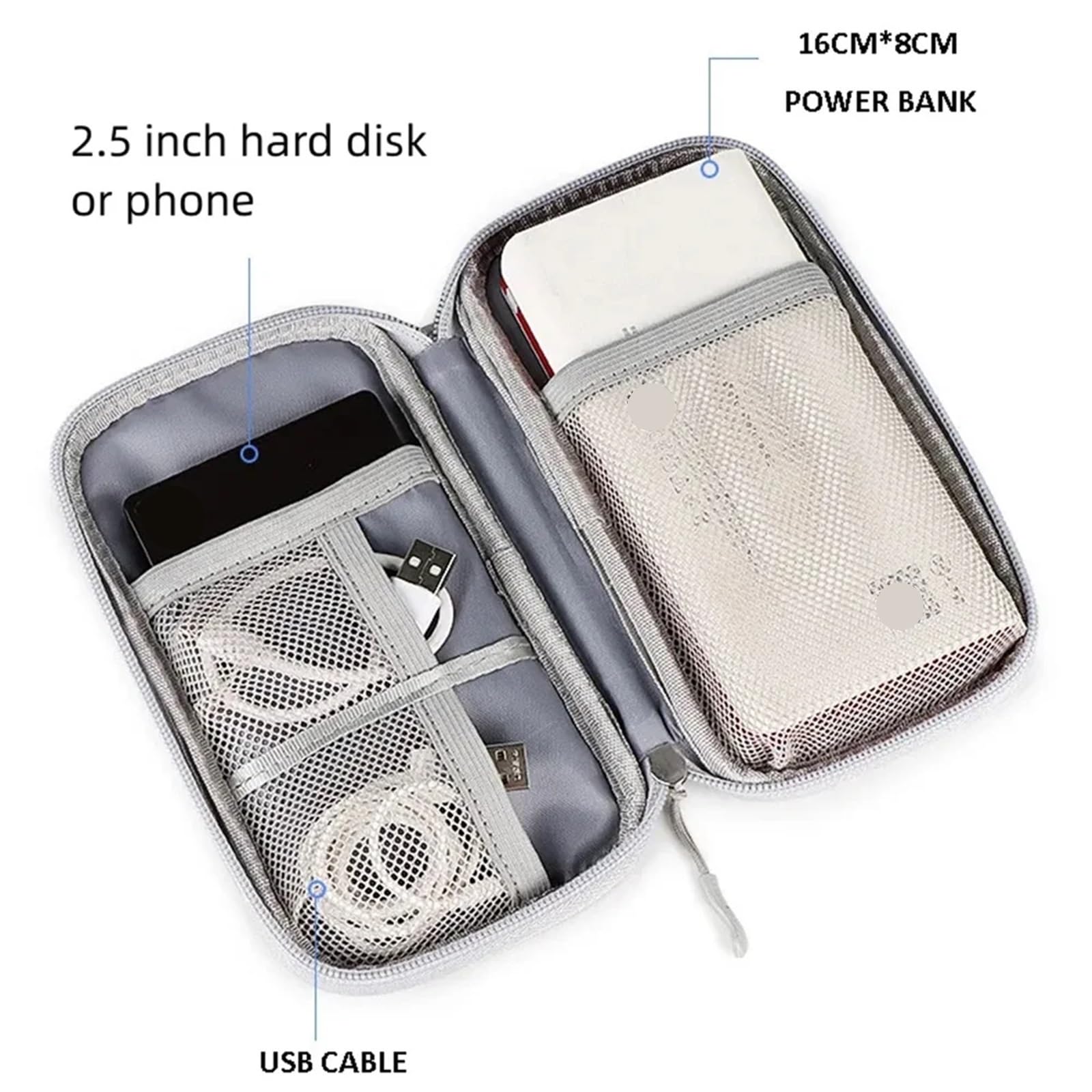 Borsa organizer cavi 2 pezzi | Custodia impermeabile a strato singolo(Black)