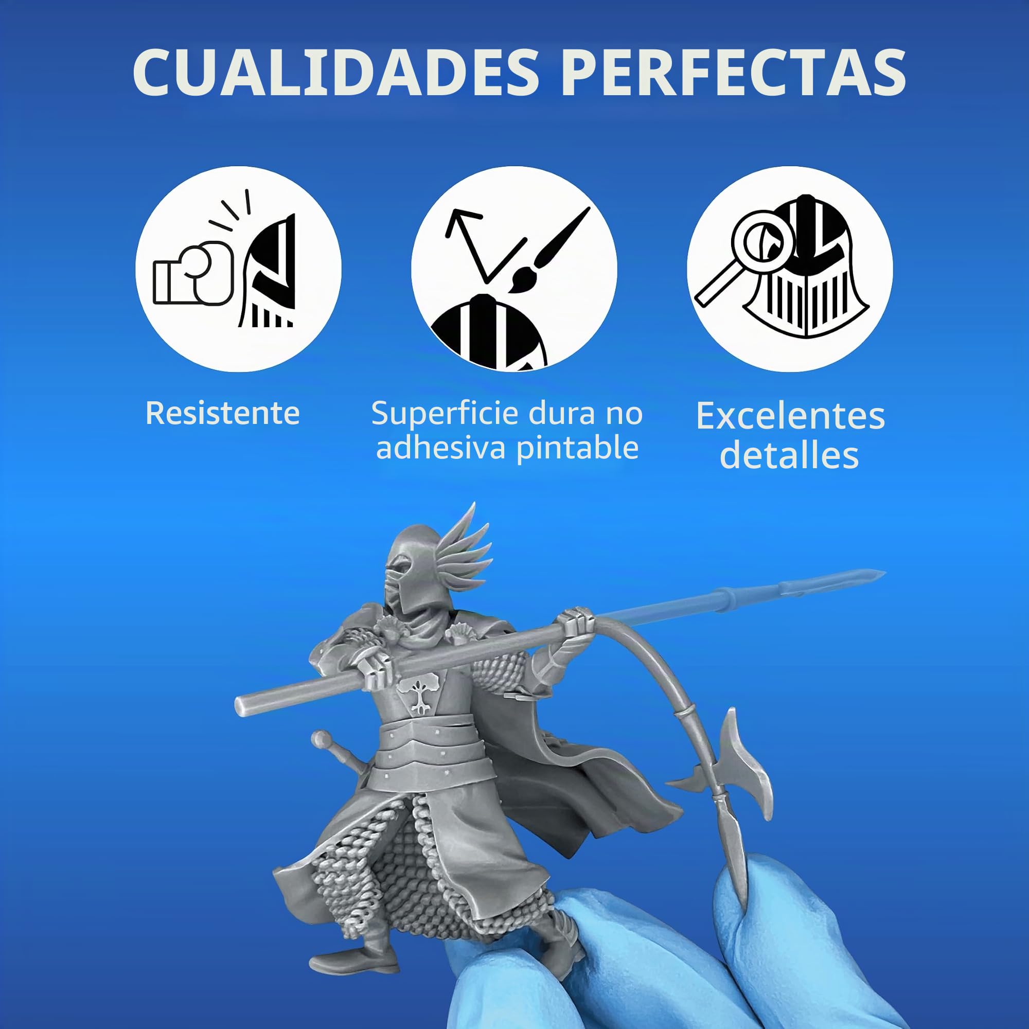 TGM-7 Resina de Wargaming 3D para miniaturas de Mesa, Resistente, Alta resolución, bajo Olor, líquido de impresión 3D de curado rápido para impresoras 3D 4K/8K/12K LCD/DLP/SLA, 1L (Gris)
